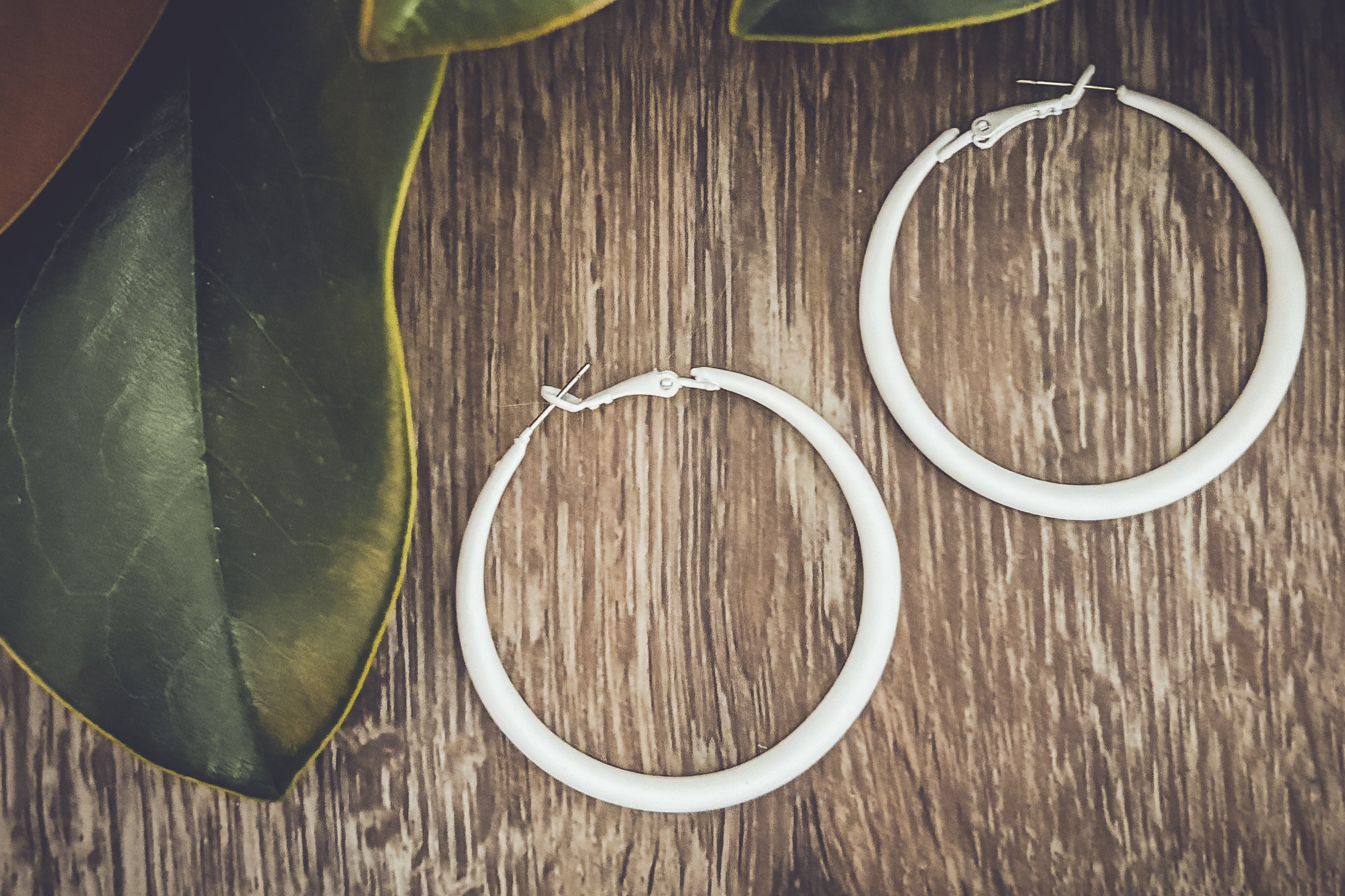 Beautiful Everyday White Hoop Earrings