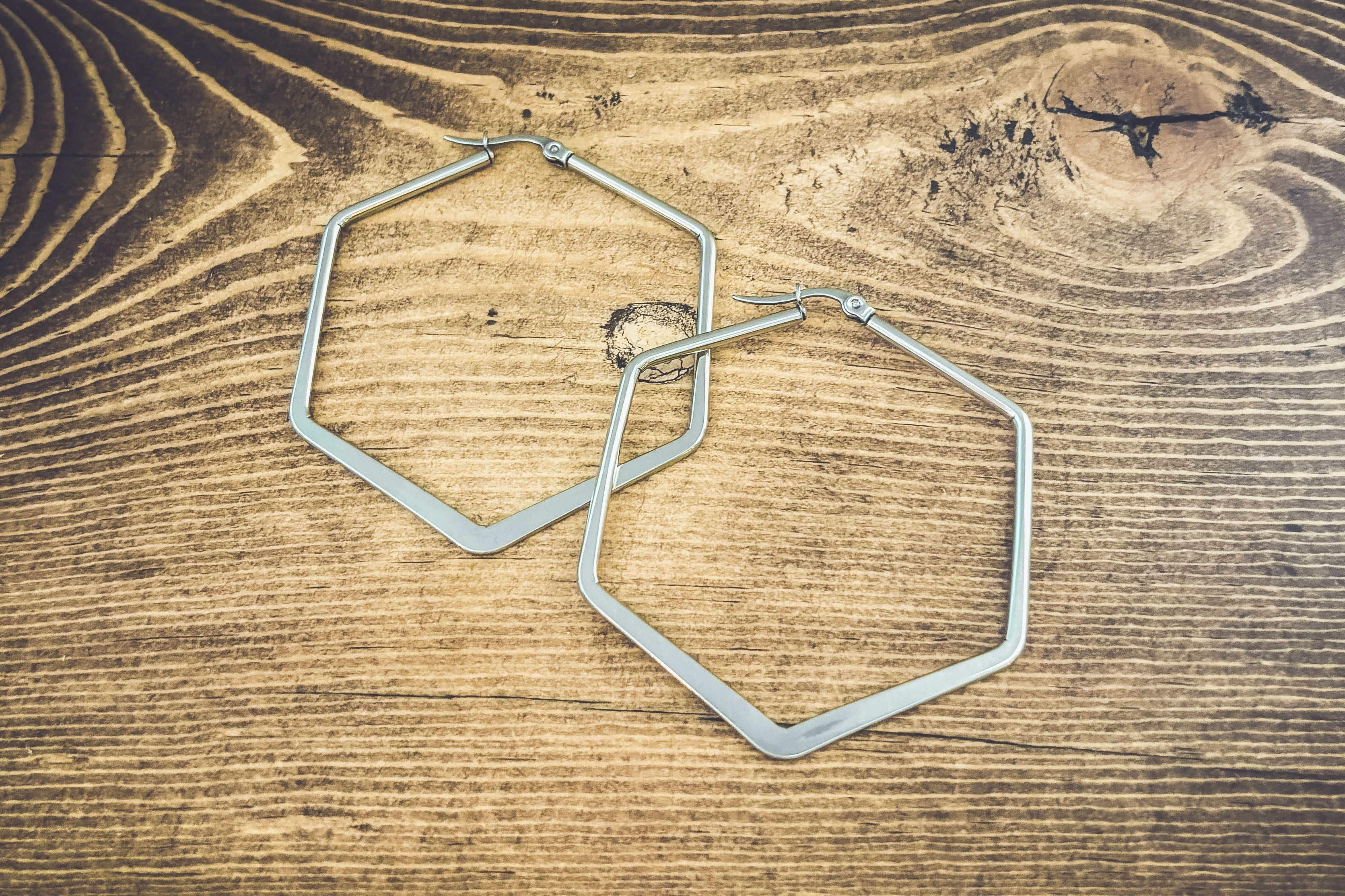 Beautiful Geometric Gold or Silver Hoop Earrings