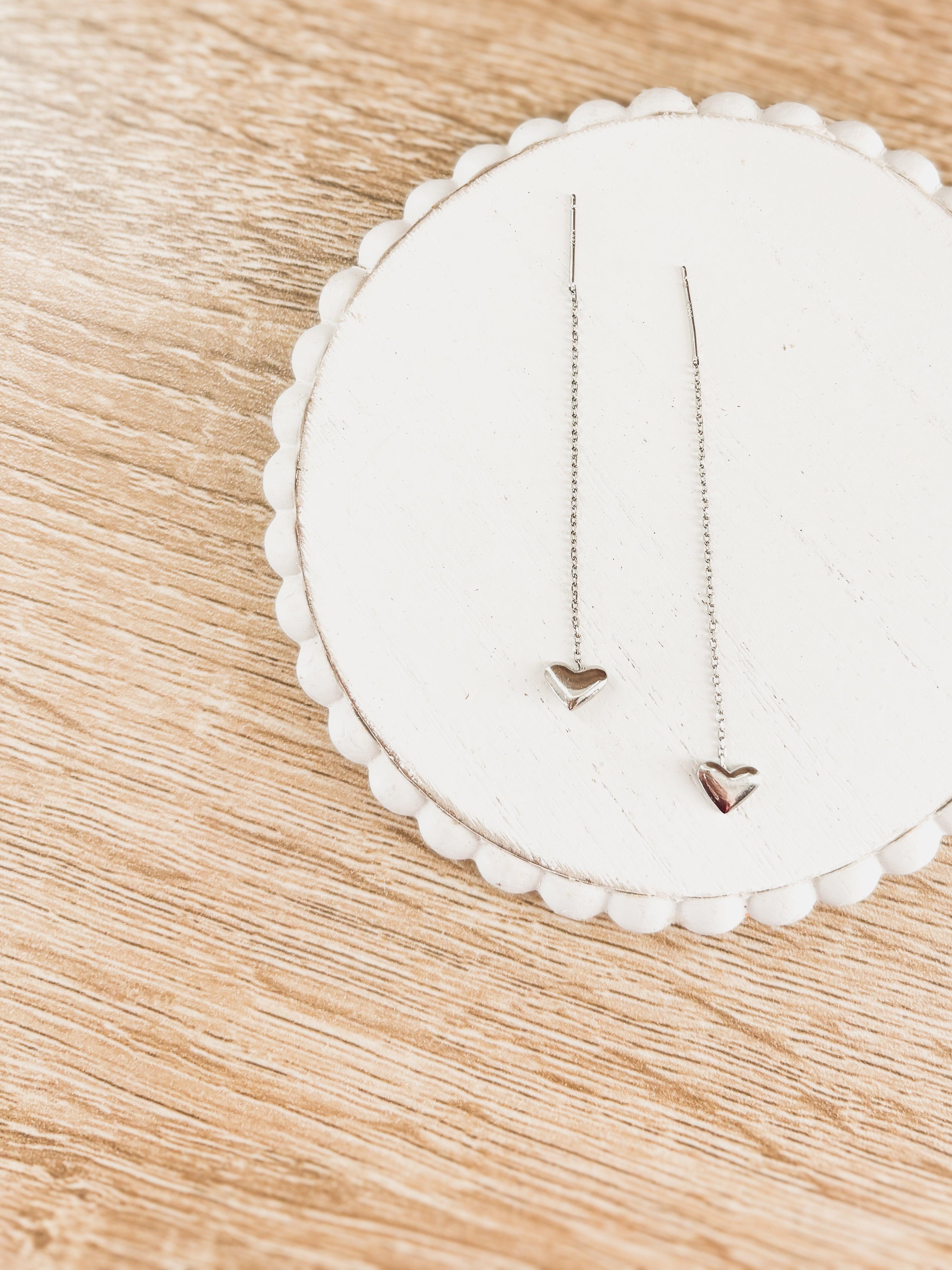 Beautiful Dainty Gold or Silver Heart Drop Earrings