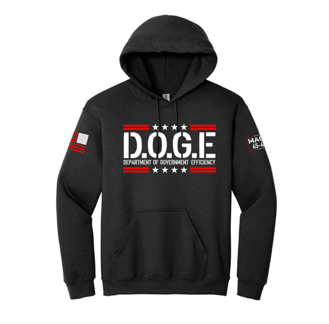 D.O.G.E Schwarzer Hoodie mit Rot