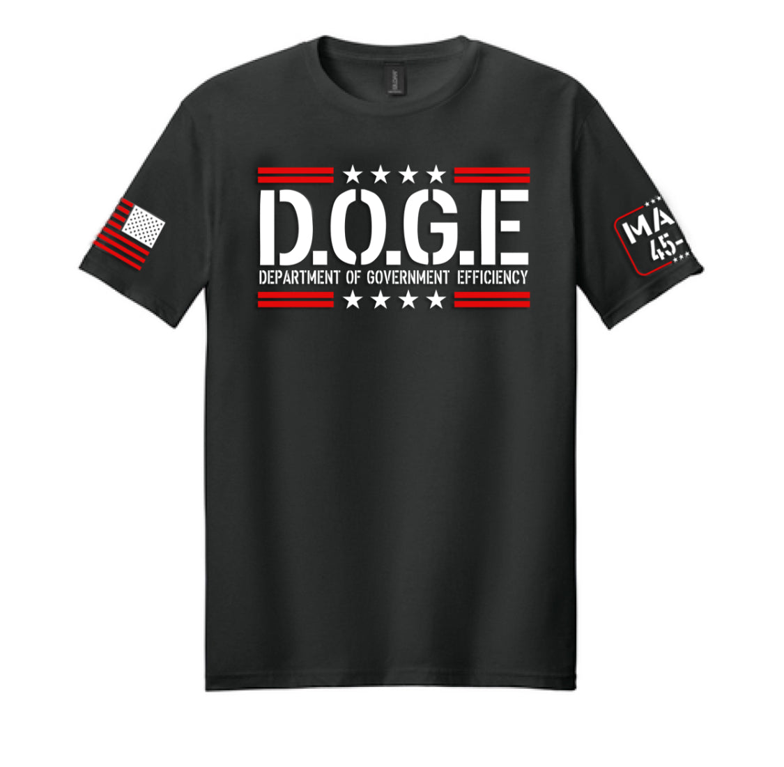 D.O.G.E. Schwarzes T-Shirt mit rot