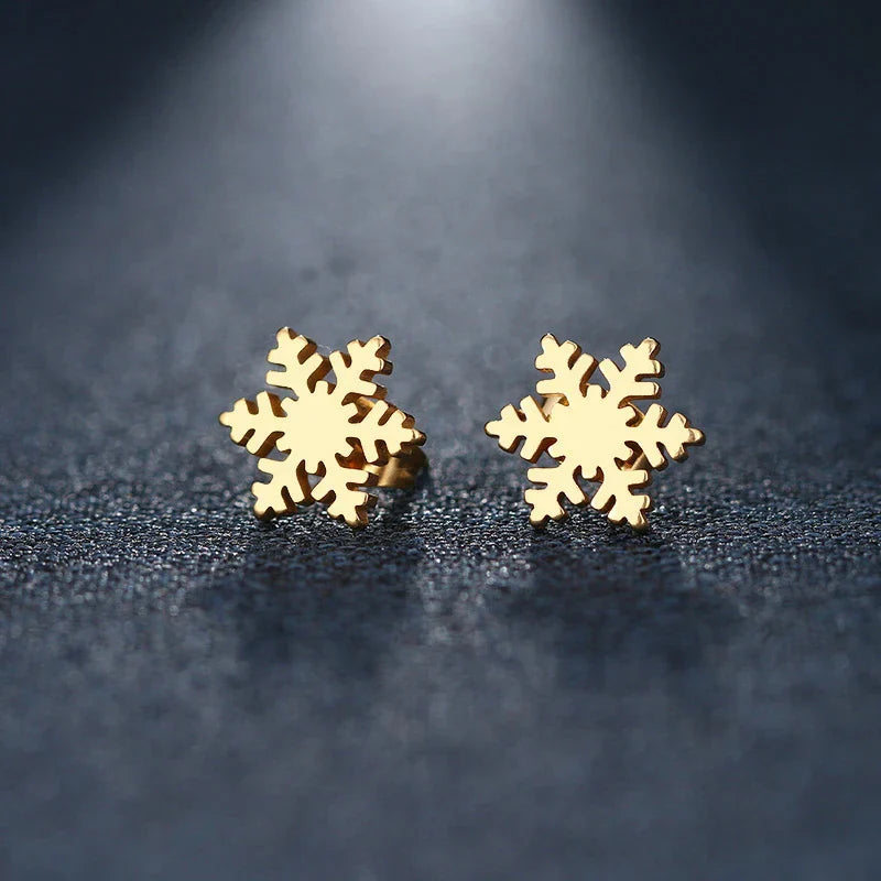 Wunderschöne Ohrringe aus Edelstahl mit Schneeflockenmotiv, wahlweise in Gold oder Silber