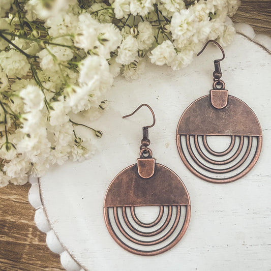 Boho kupferne runde Ohrringe