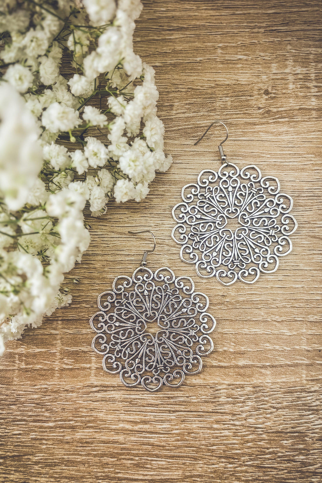 Beautiful Boho Silver Drop Earrings