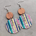 Beautiful Striped Cork and Wood Earrings