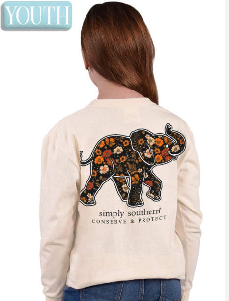 Floral Elephant - Whisper - YTH Langarmshirt - #SIMPLYSOUTHERN