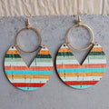 Beautiful Geometric Wood and Gold Pattern Earrings