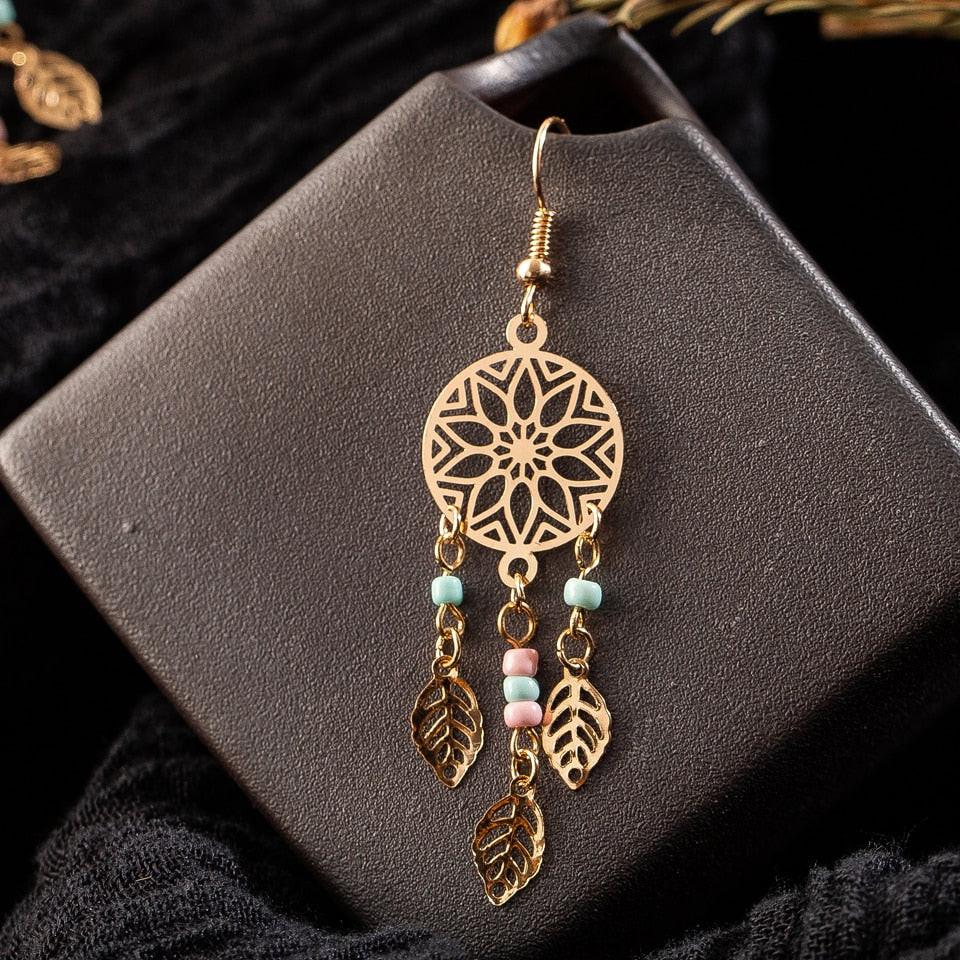 Gold Dream Catcher Earrings