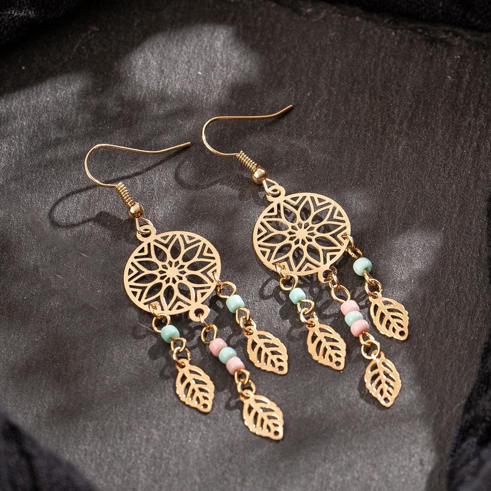 Gold Dream Catcher Earrings