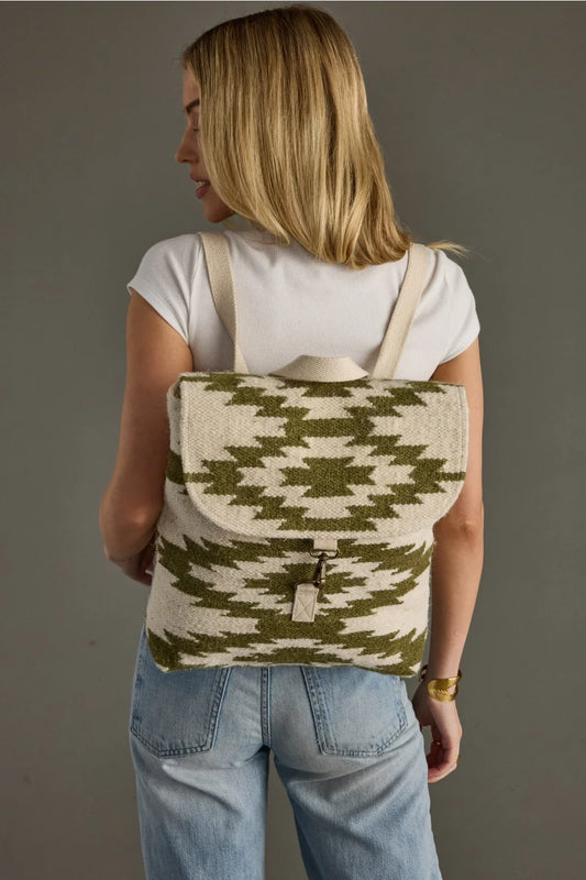 Creme- und Oliv-Western-Rucksack