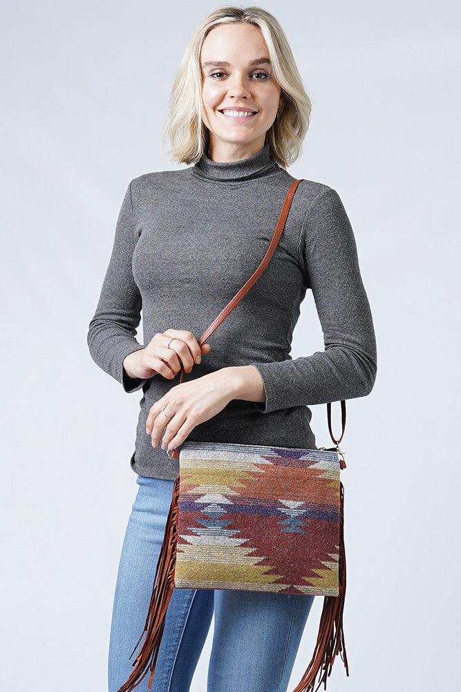 Rust Western Crossbody Bag with Tassel