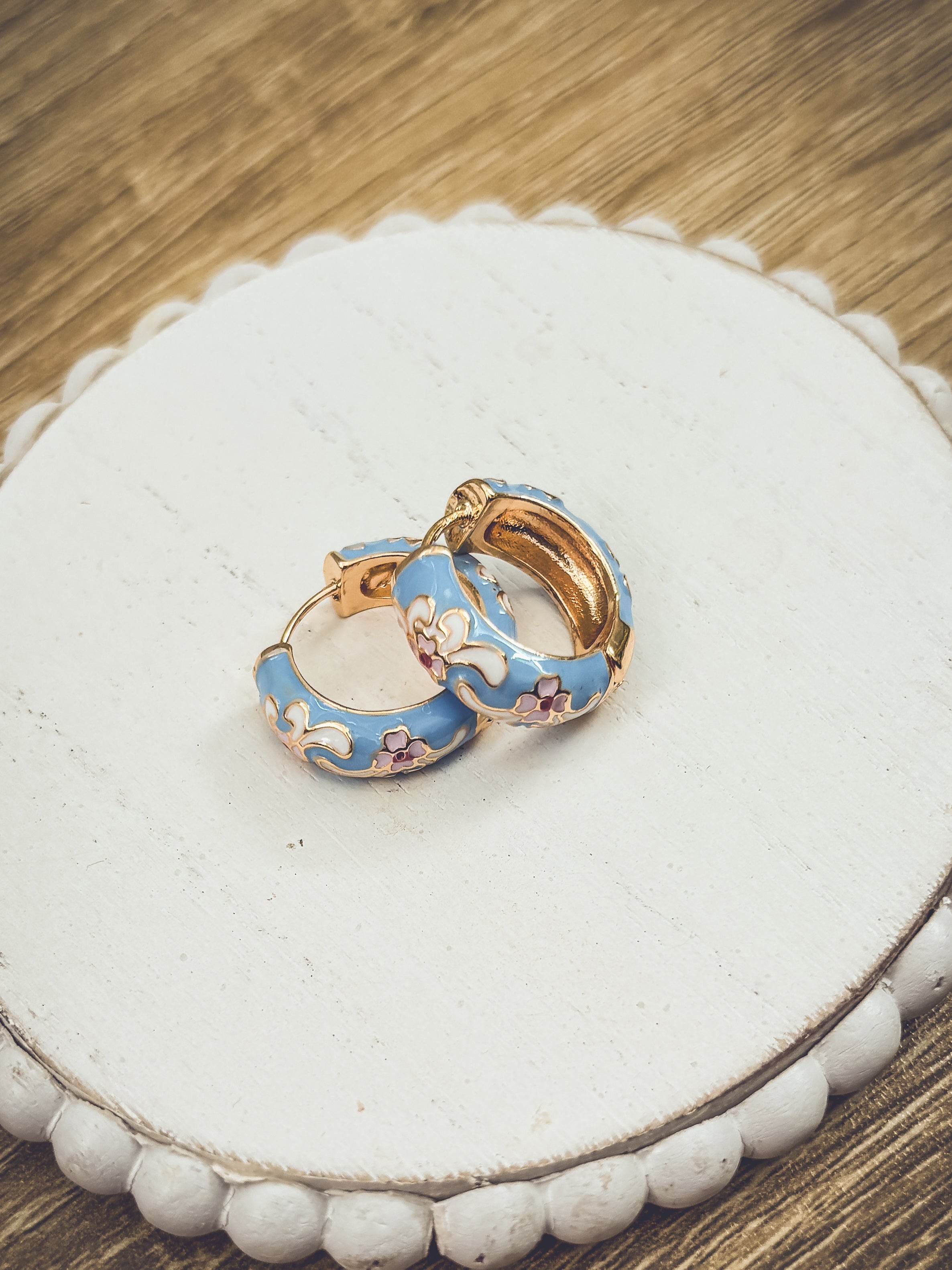 Beautiful Small Pastel Blue Hoop Earrings