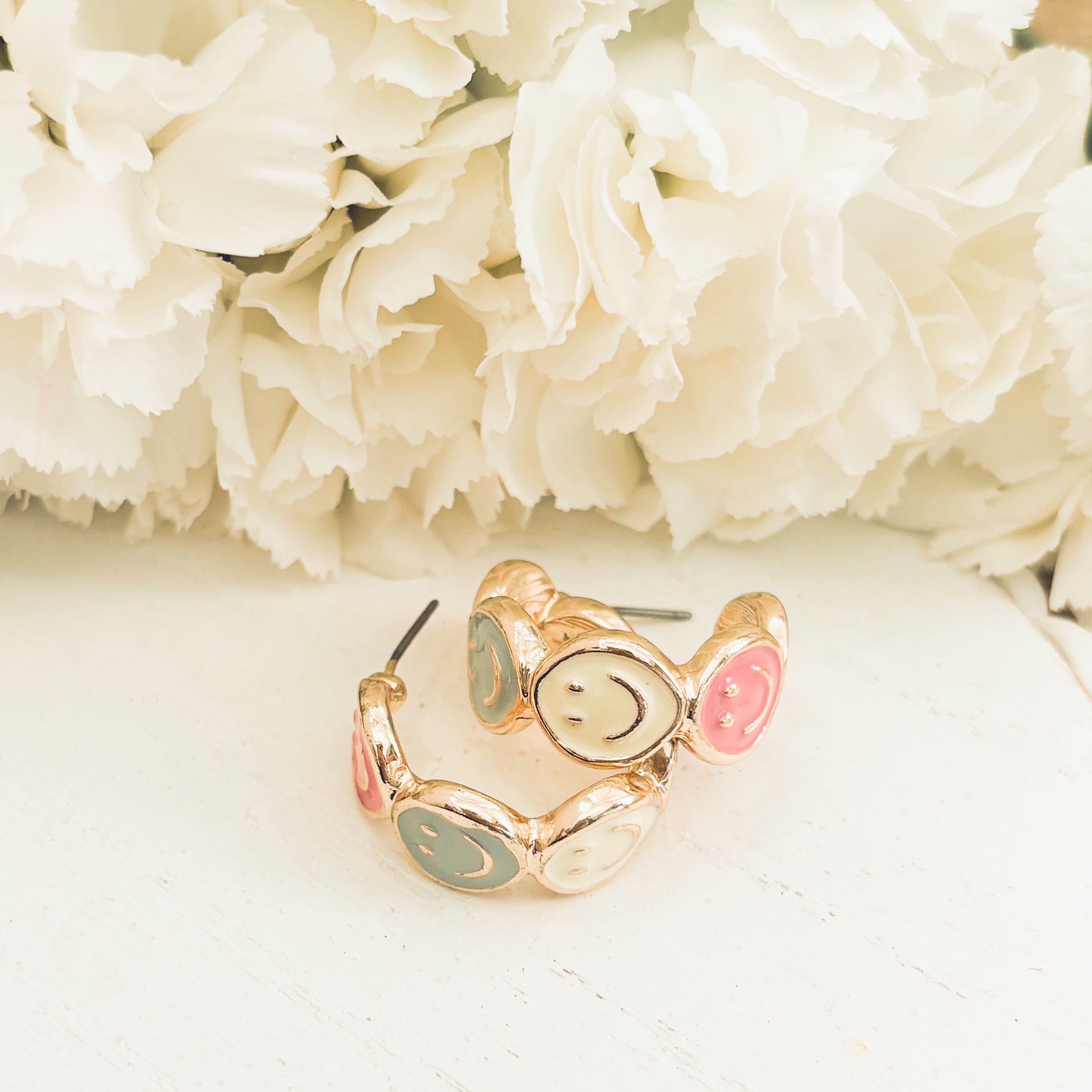 Adorable Smiley Face Hoop Earrings