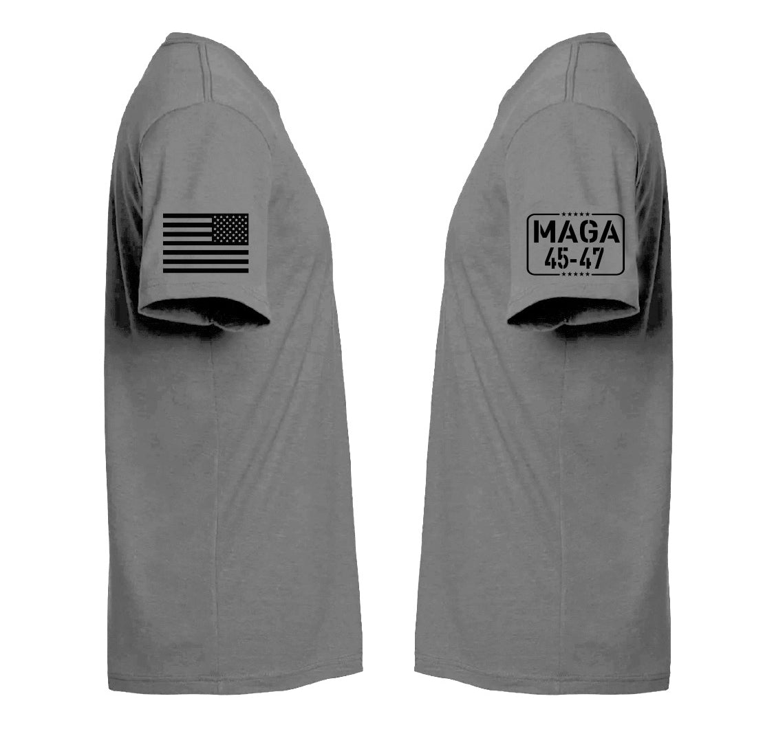 45-47 mit Flaggen-T-Shirt