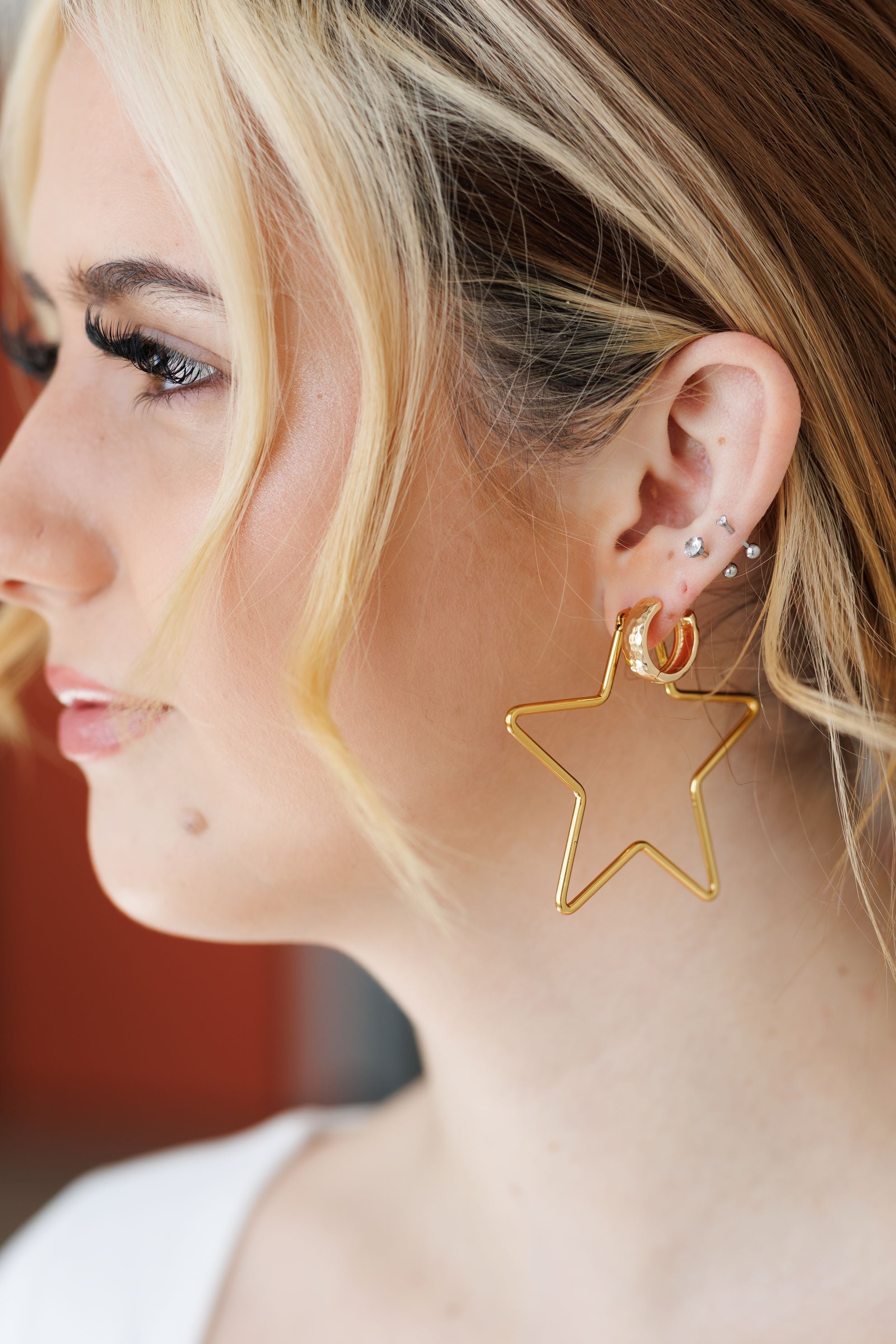 Beautiful Gold or Silver Star Hoop Earrings
