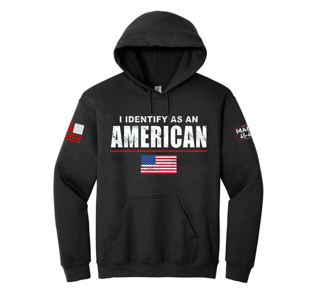 Identifiziere dich als amerikanischer schwarzer Hoodie
