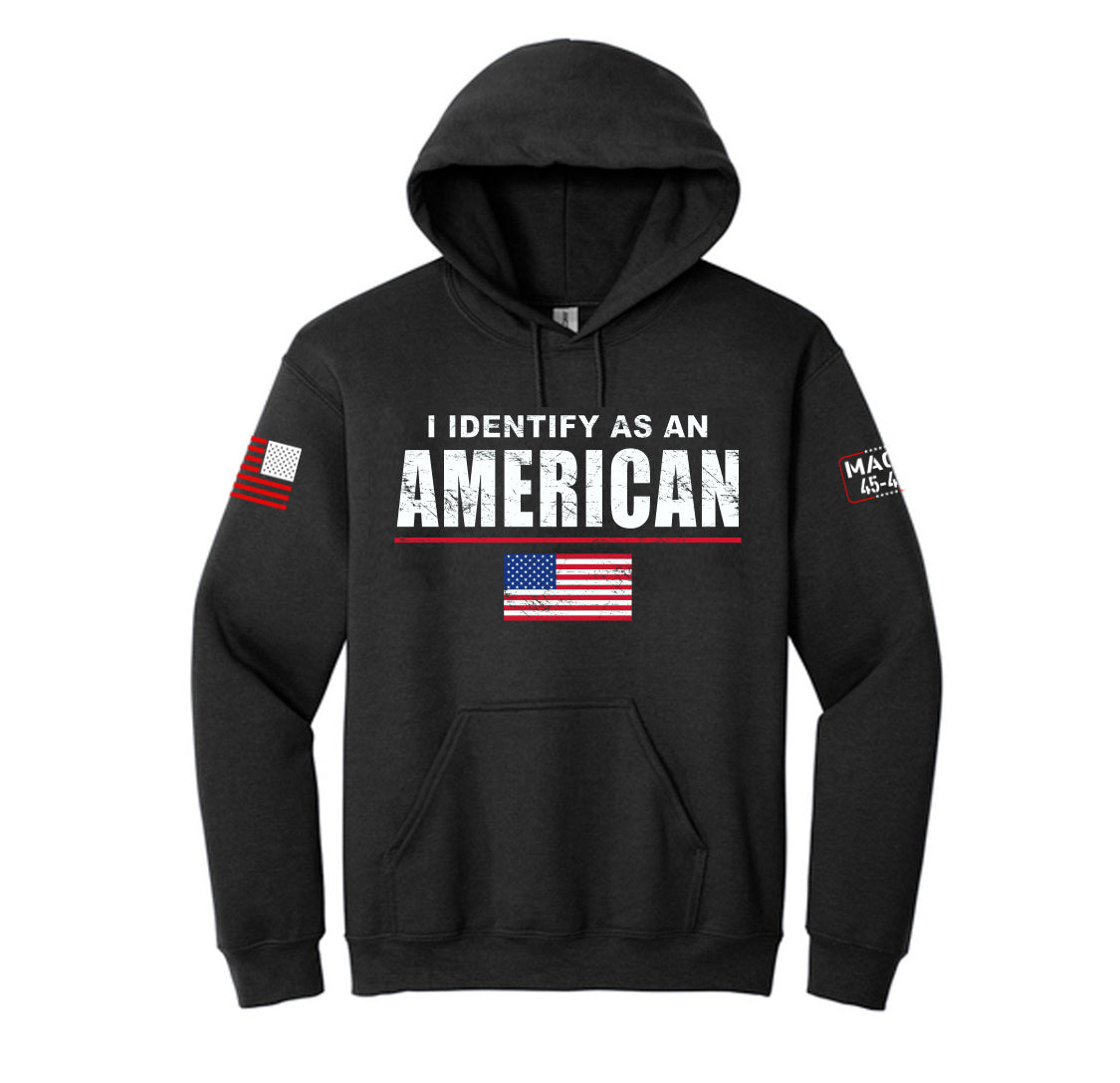 Identifiziere dich als amerikanischer schwarzer Hoodie