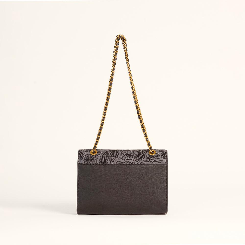 Loyal West Savi Small Embossed & Grained Leather Bag - Charcoal