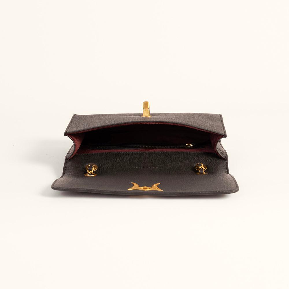Loyal West Savi Small Embossed & Grained Leather Bag - Charcoal