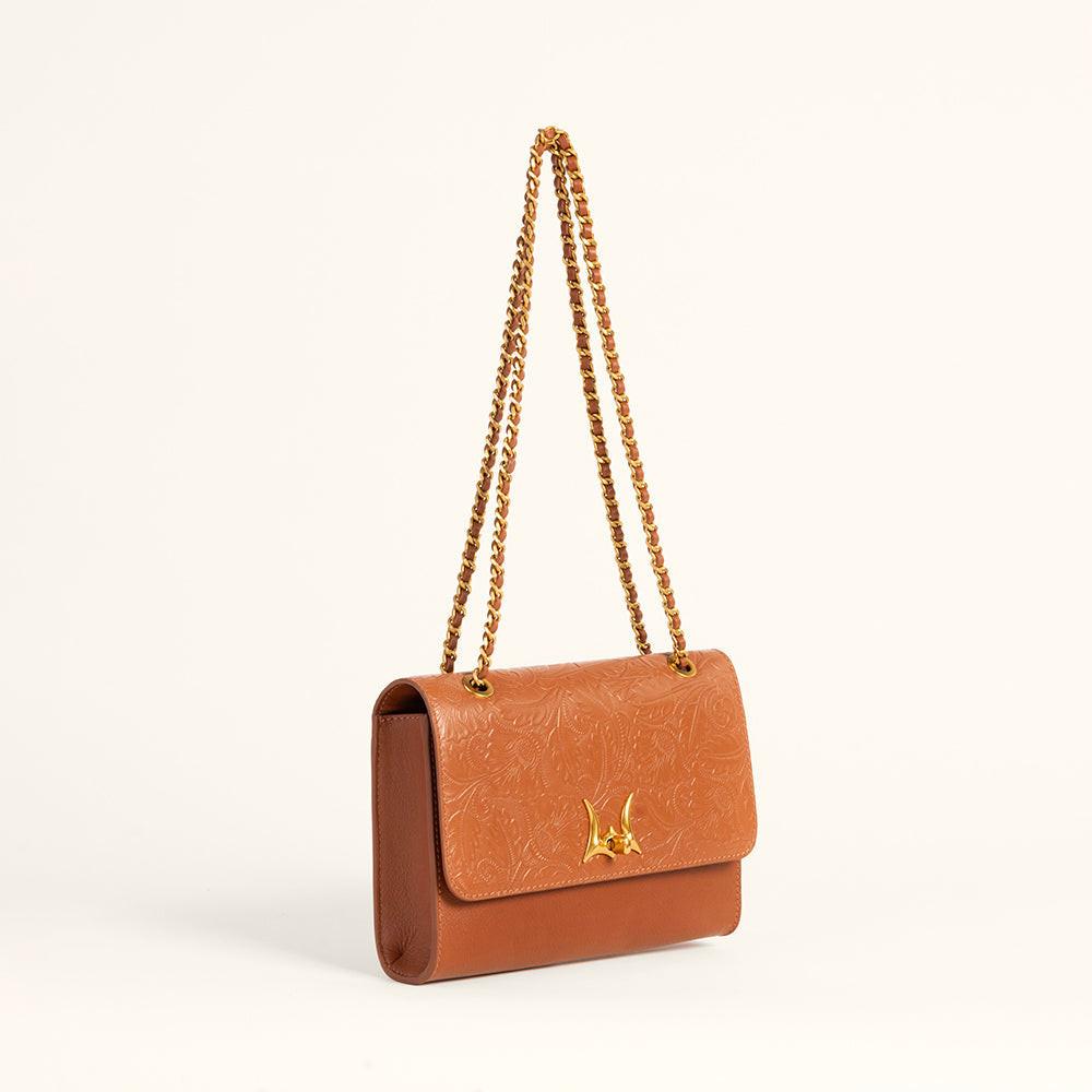 Loyal West Savi Small Embossed & Grained Leather Bag - Amber Glow