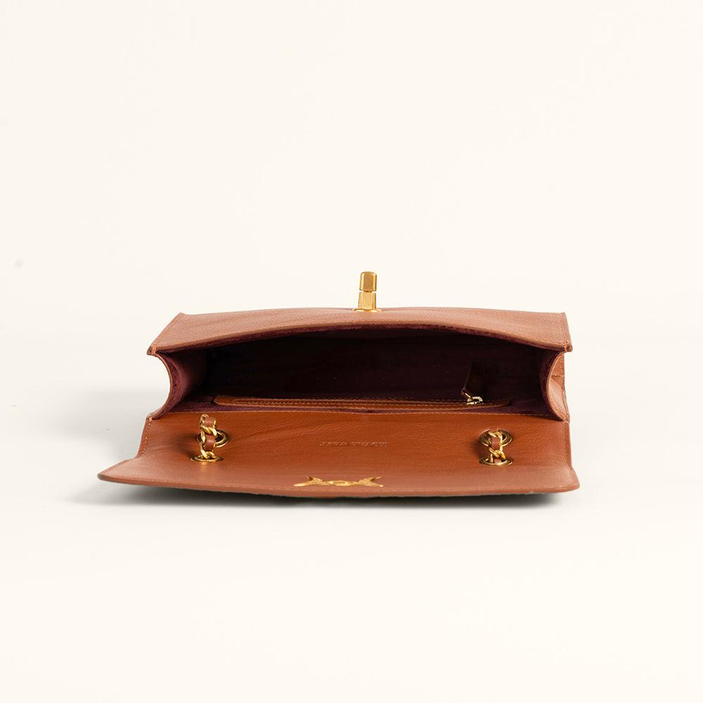 Loyal West Savi Small Embossed & Grained Leather Bag - Amber Glow