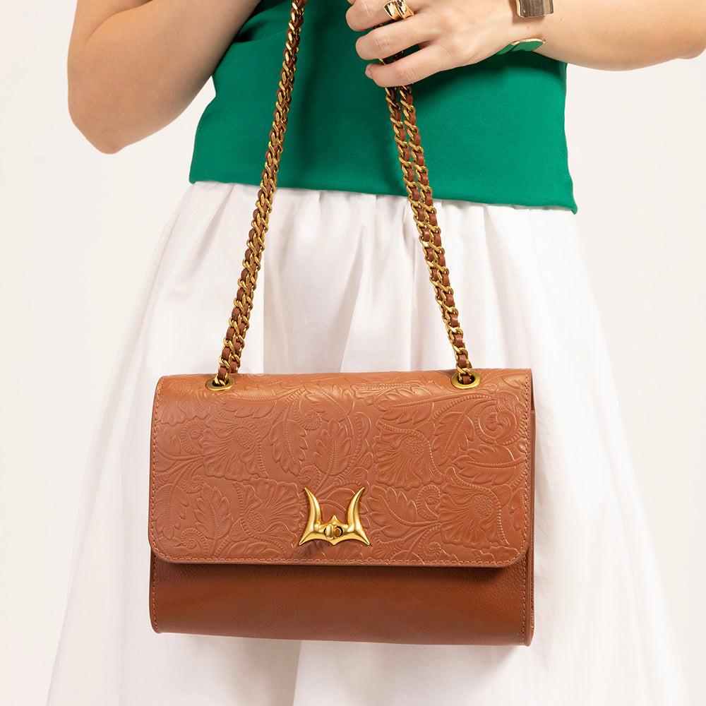 Loyal West Savi Small Embossed & Grained Leather Bag - Amber Glow