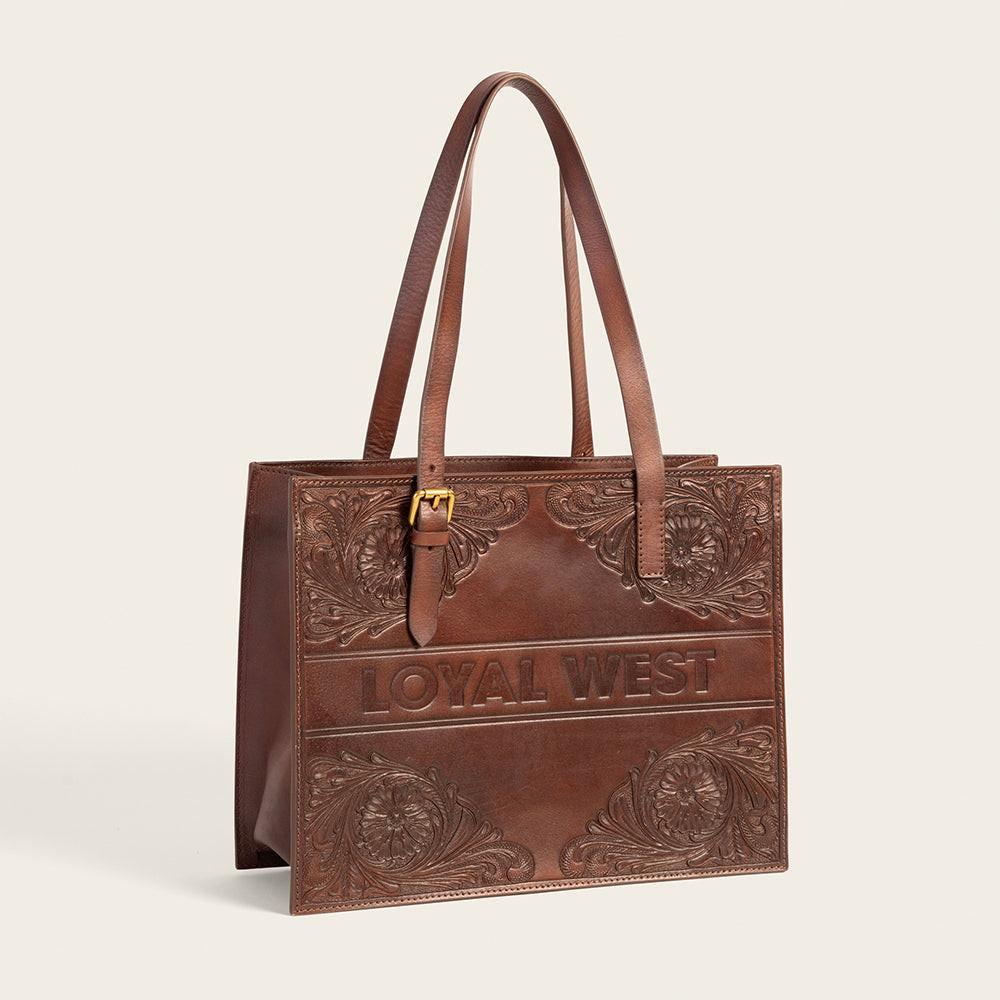 Loyal West Mivva Handtooled Medium Bag - Brunette Leather