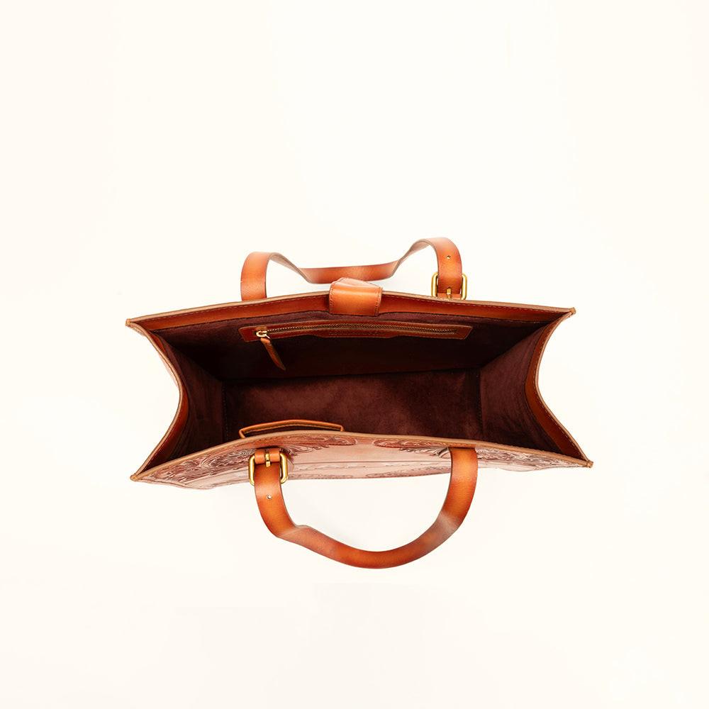 Loyal West Mivva Handtooled Medium Bag - Soft WalnutÂ Leather