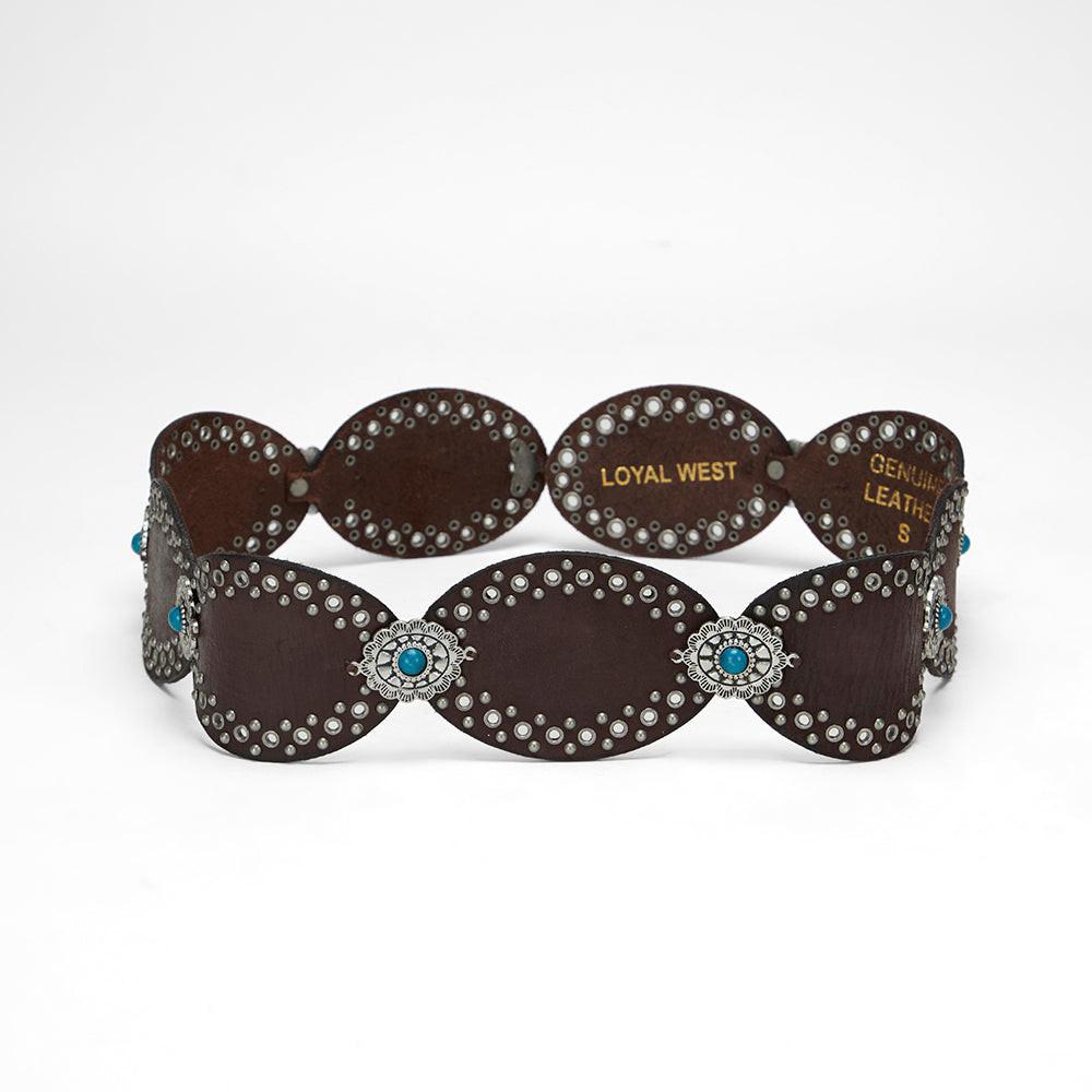 Loyal West Alta Buena Leather Belt In Calfskin-DARK BROWN