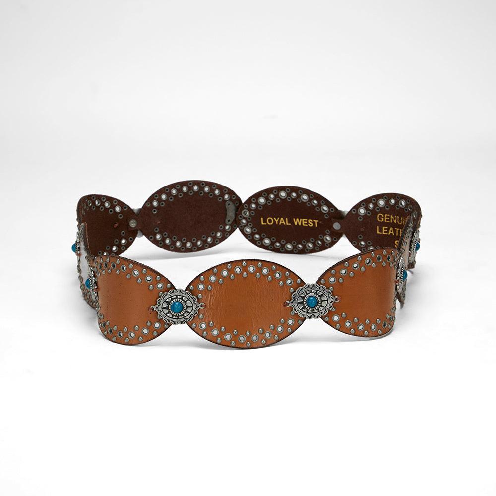 Loyal West Alta Buena Leather Belt In Calfskin-BROWN