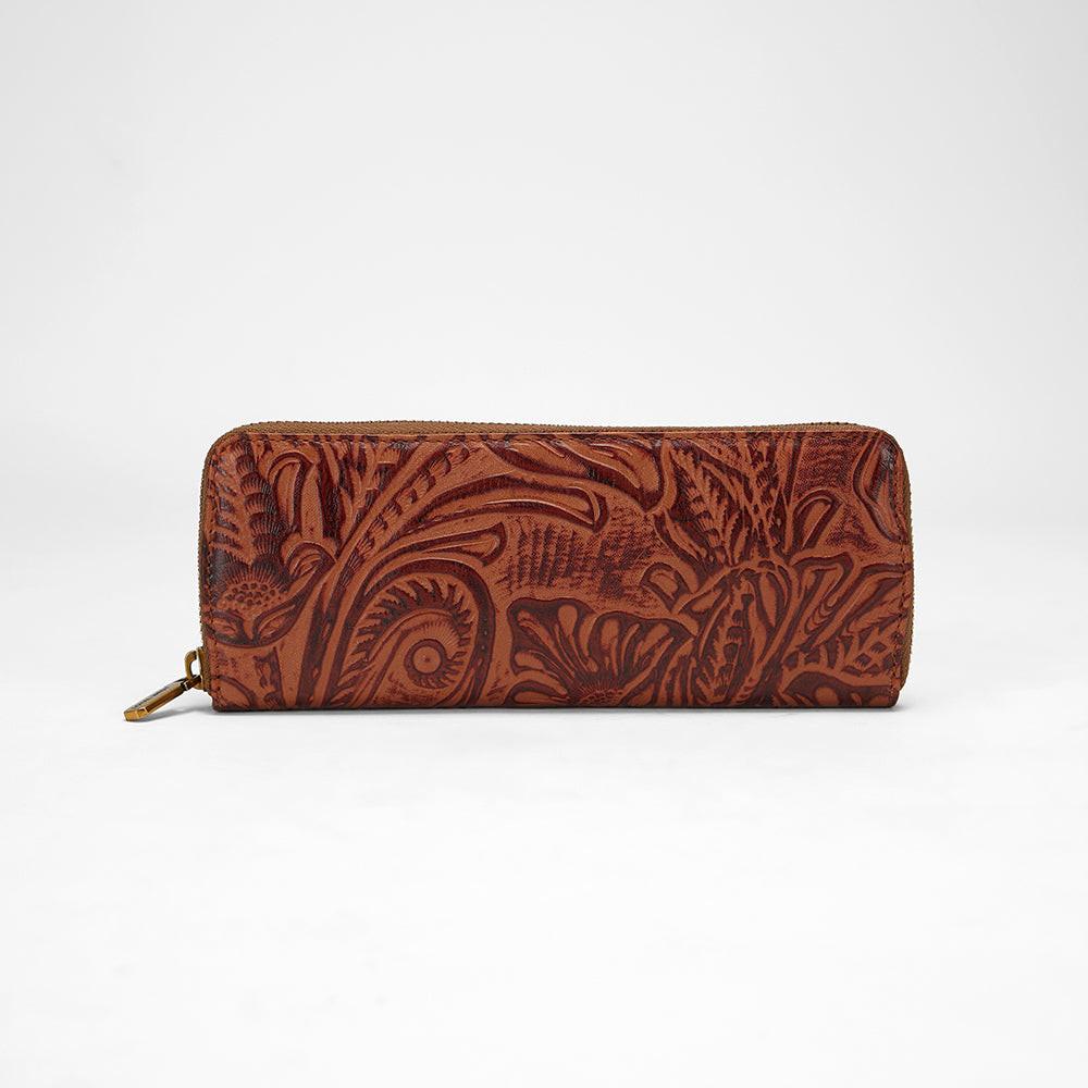 Loyal West RANCH ROAD JEWELERY CASE IN HAND FINISHED EMBOSSED LEATHER - BROWN