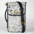 Loyal West SHELL PHONE BAG IN BLACK AND WHITE COWHIDE