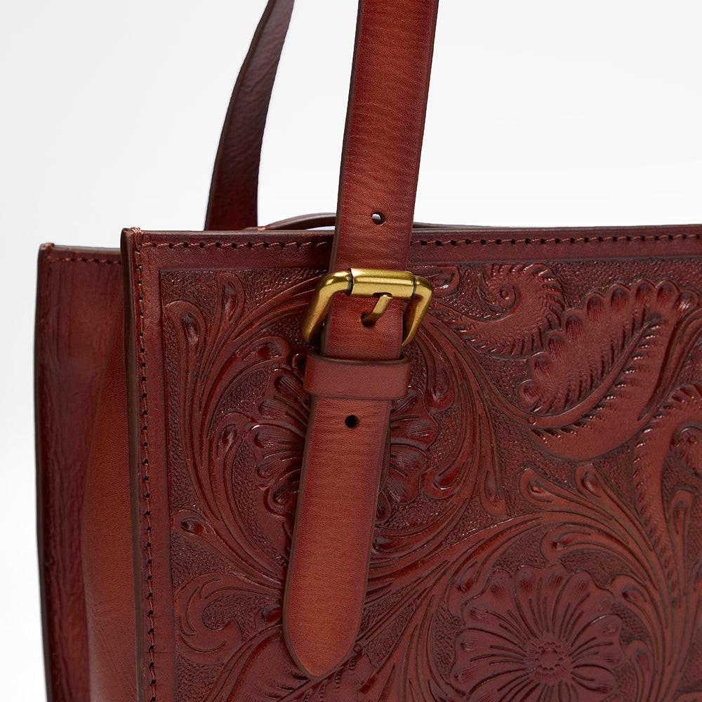 Loyal West MIVVA HANDTOOLED MINI BAG - SOFT WALNUT LEATHER