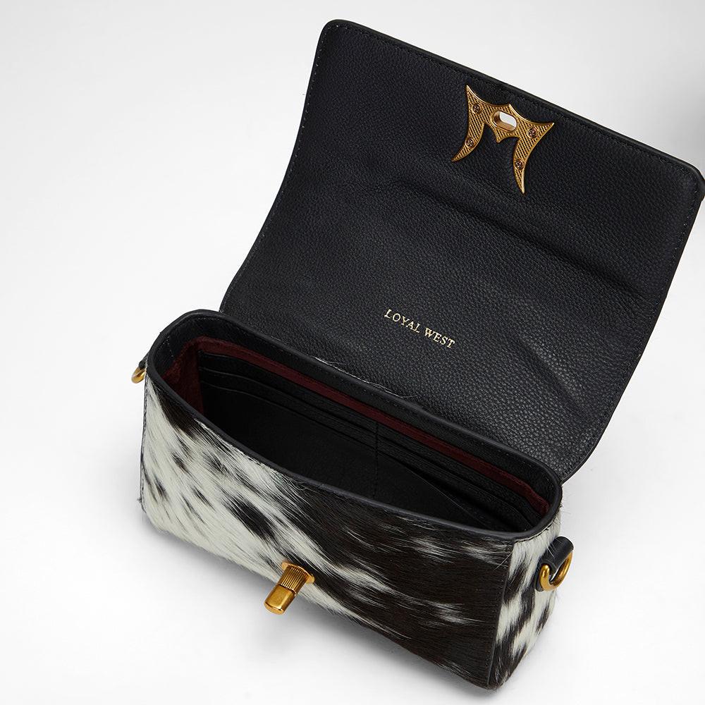 Loyal West SAVI MINI BAG IN BLACK & WHITE COWHIDE