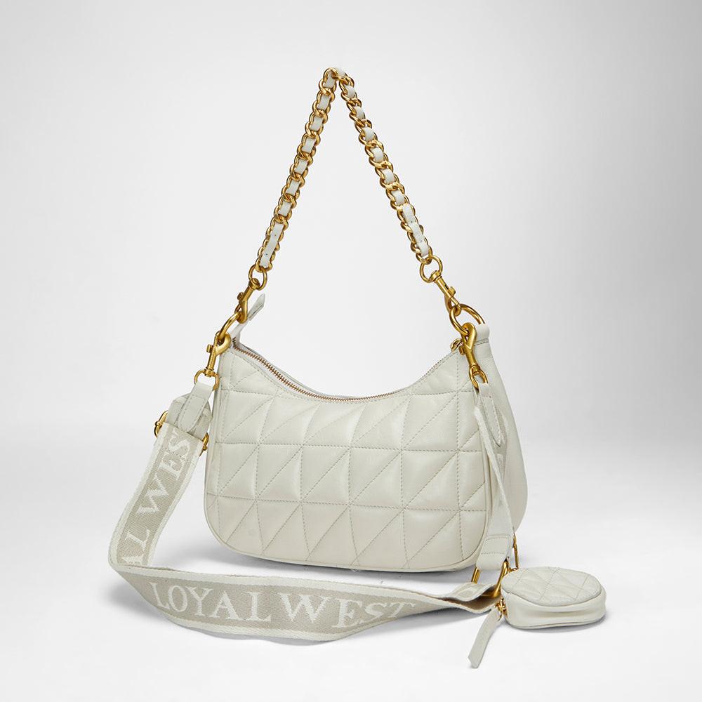 Loyal West JOE QUILTED NAPPA LEATHER BAG-WHITE