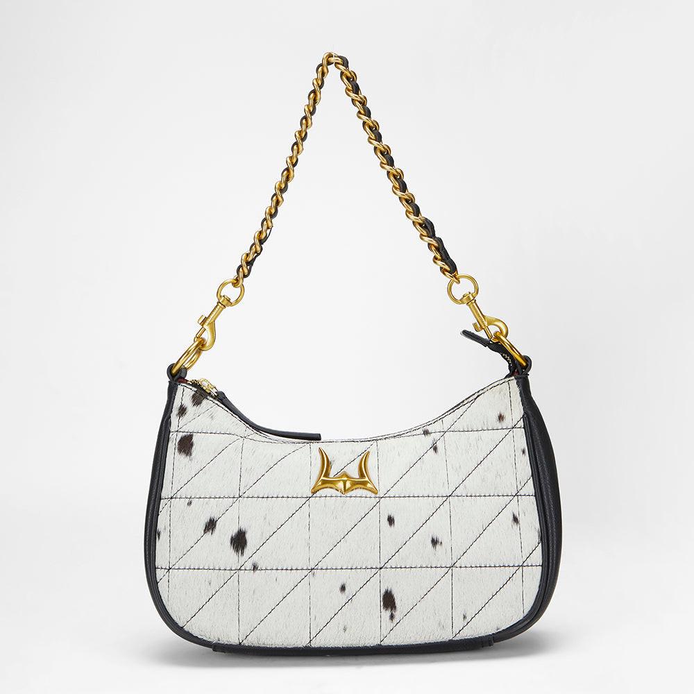 Loyal West JOE QUILTED NAPPA LEATHER BAG - BLACK & WHITE COWHIDE