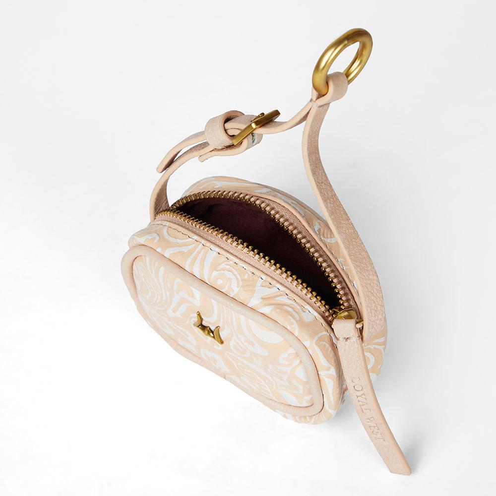 Loyal West SOPHIA MICRO BAG CHARM IN HAND FINISHED EMBOSSED LEATHER - WHITE
