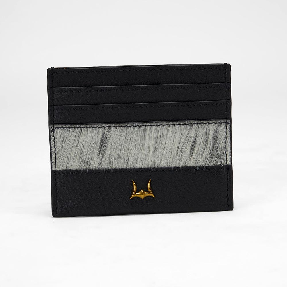 Loyal West SHELL CARD HOLDER IN BLACK & WHITE COWHIDE
