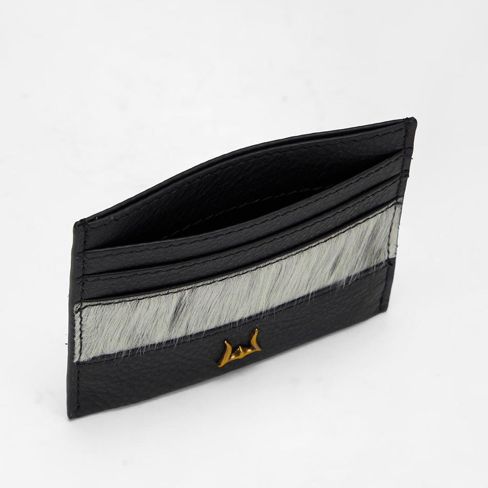 Loyal West SHELL CARD HOLDER IN BLACK & WHITE COWHIDE