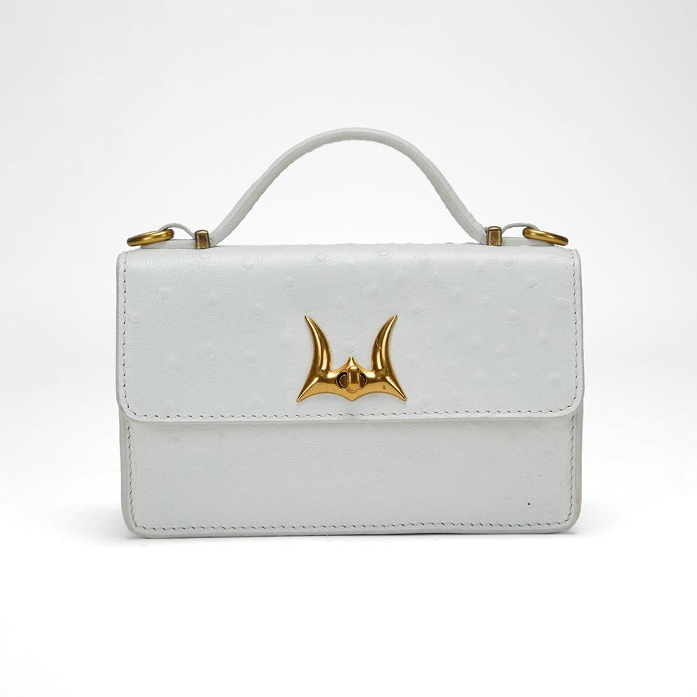 Loyal West VALENCIA OSTRICH LEATHER BAG - WHITE