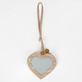 Loyal West HEART SHAPE BAG CHARM IN HAND FINISHED EMBOSSED LEATHER - WHITE