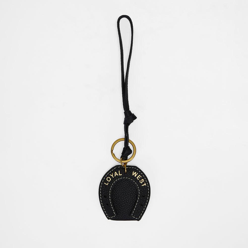 Loyal West HORSE SHOE BAG CHARM IN CALF LEATHER - BLACK