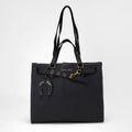 Loyal West STANDARD MEDIUM TOTE BAG IN CALFSKIN - BLACK
