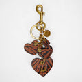Loyal West HEART SHAPE KEYCHAIN IN HAND FINISHED EMBOSSED LEATHER -  BROWN