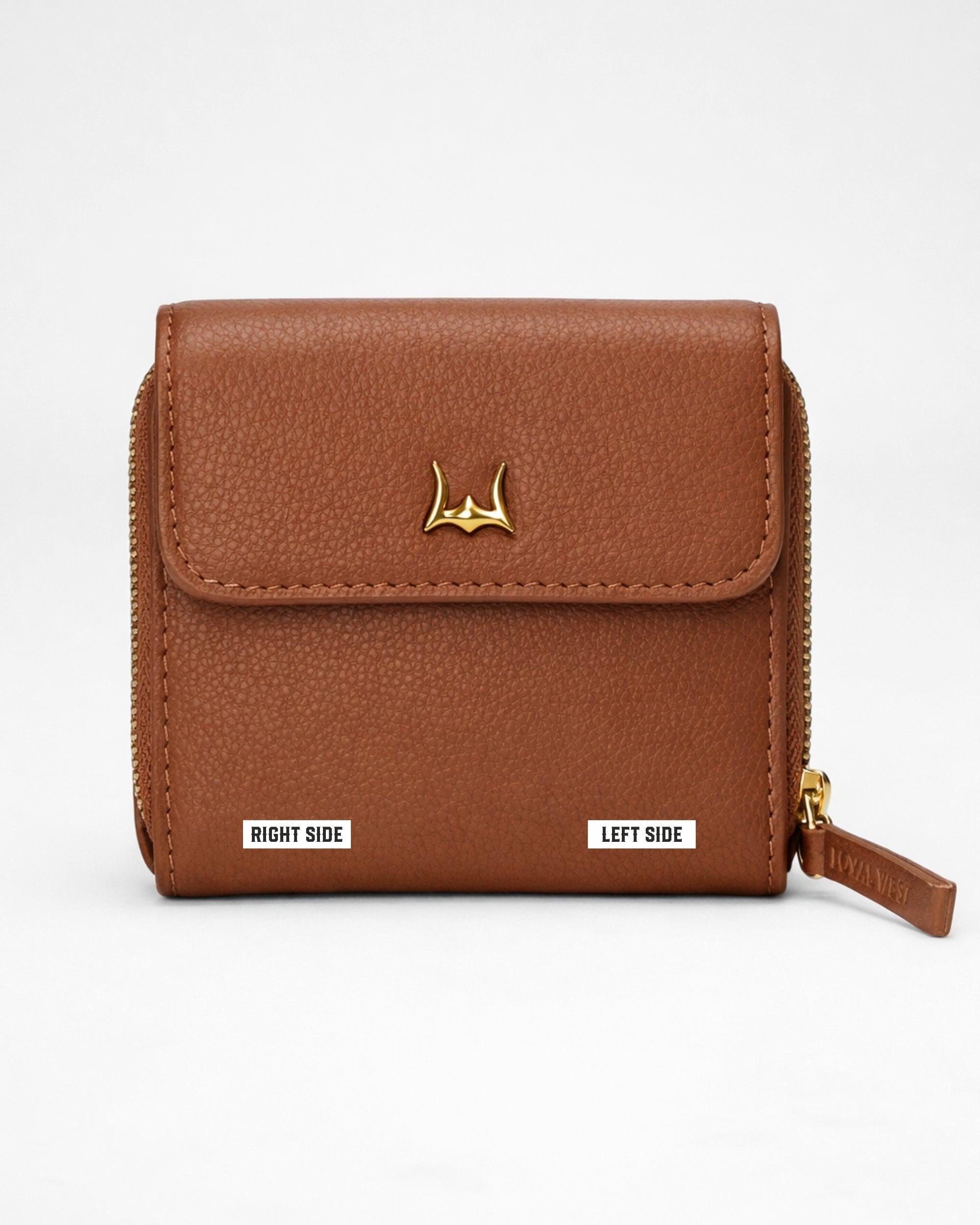 Loyal West SOPHIA CARD HOLDER IN BROWN LEATHER CALFSKIN