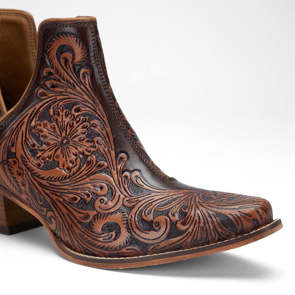 LOYAL WEST X MYRA Handtooled Booties - Tan