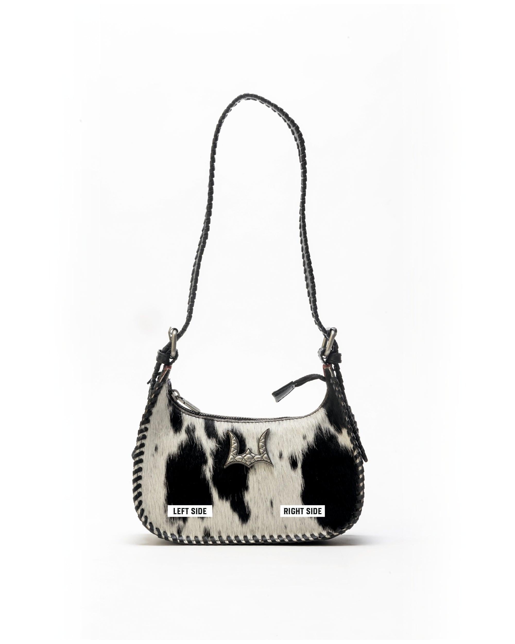 Dannia Medium Purse In Black & White Cowhide