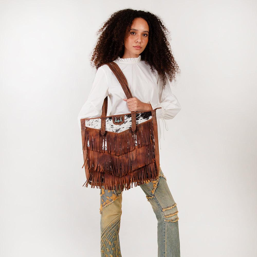 Loyal West Hide And Fringe Large Cowhide Purse