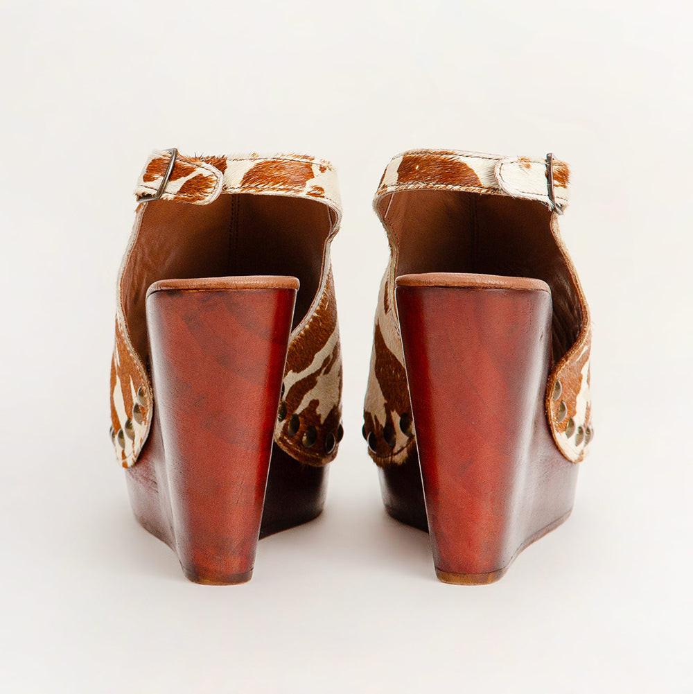 Loyal West Amelia Sandals Brown And White Cowhide