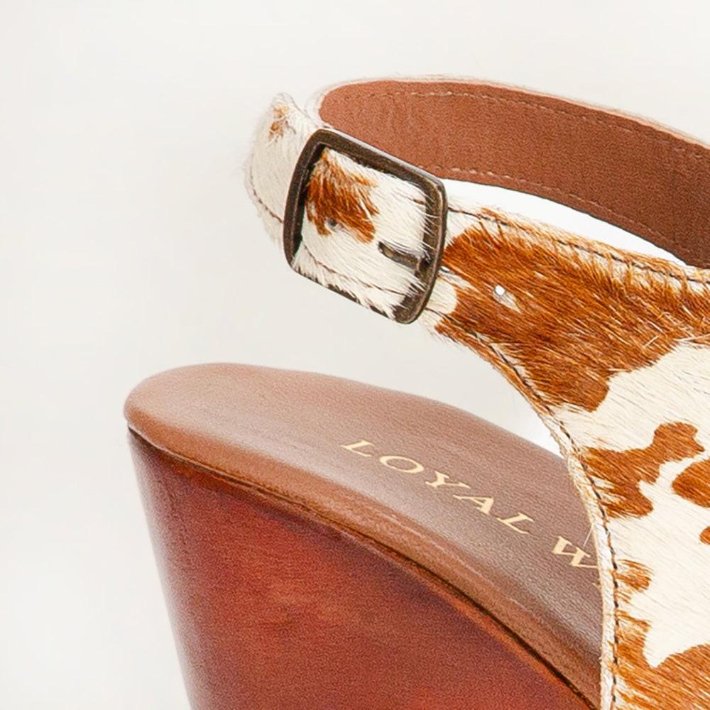 Loyal West Amelia Sandals Brown And White Cowhide